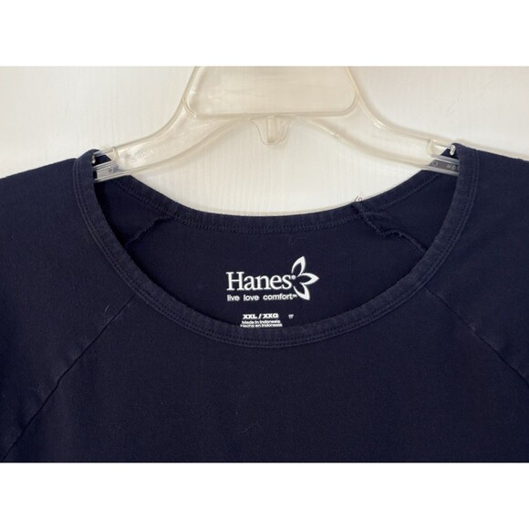 Hanes Women Blue 3/4 Sleeve T-Shirt 2XL - Picture 6 of 9